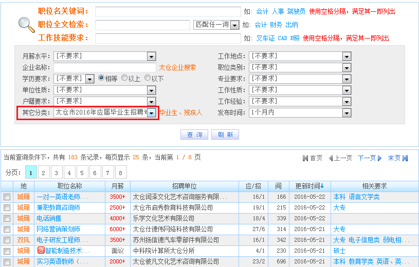 2016年太仓应届毕业生招聘专栏启动