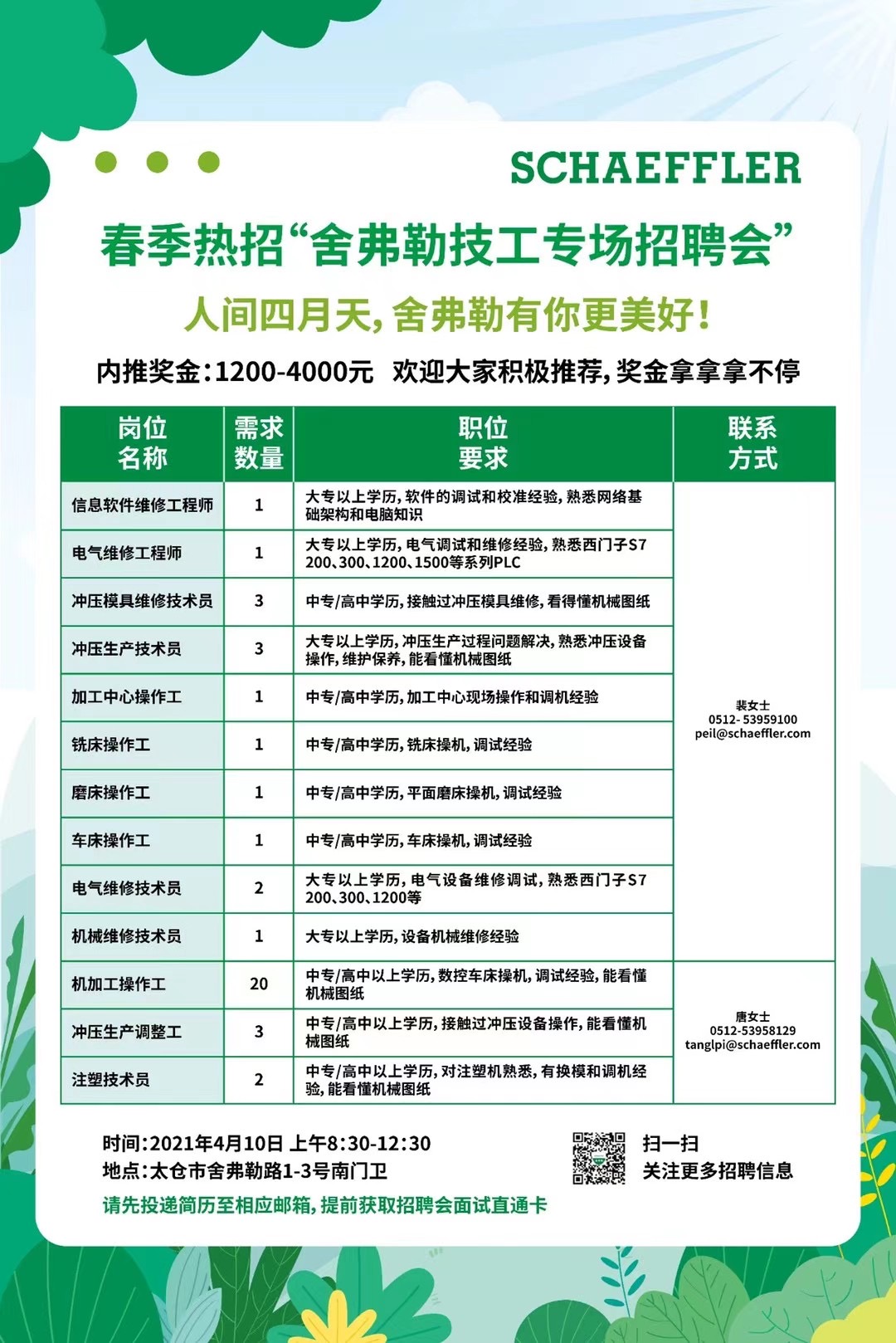 4月舍弗勒专场招聘会